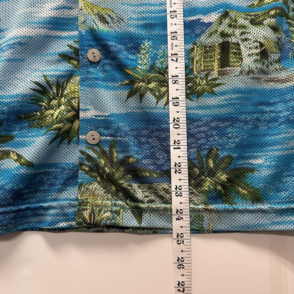 Quiksilver Boys Hawaiian Shirt Blue Island Print Mesh Surf Style Size M - Picture 5 of 6